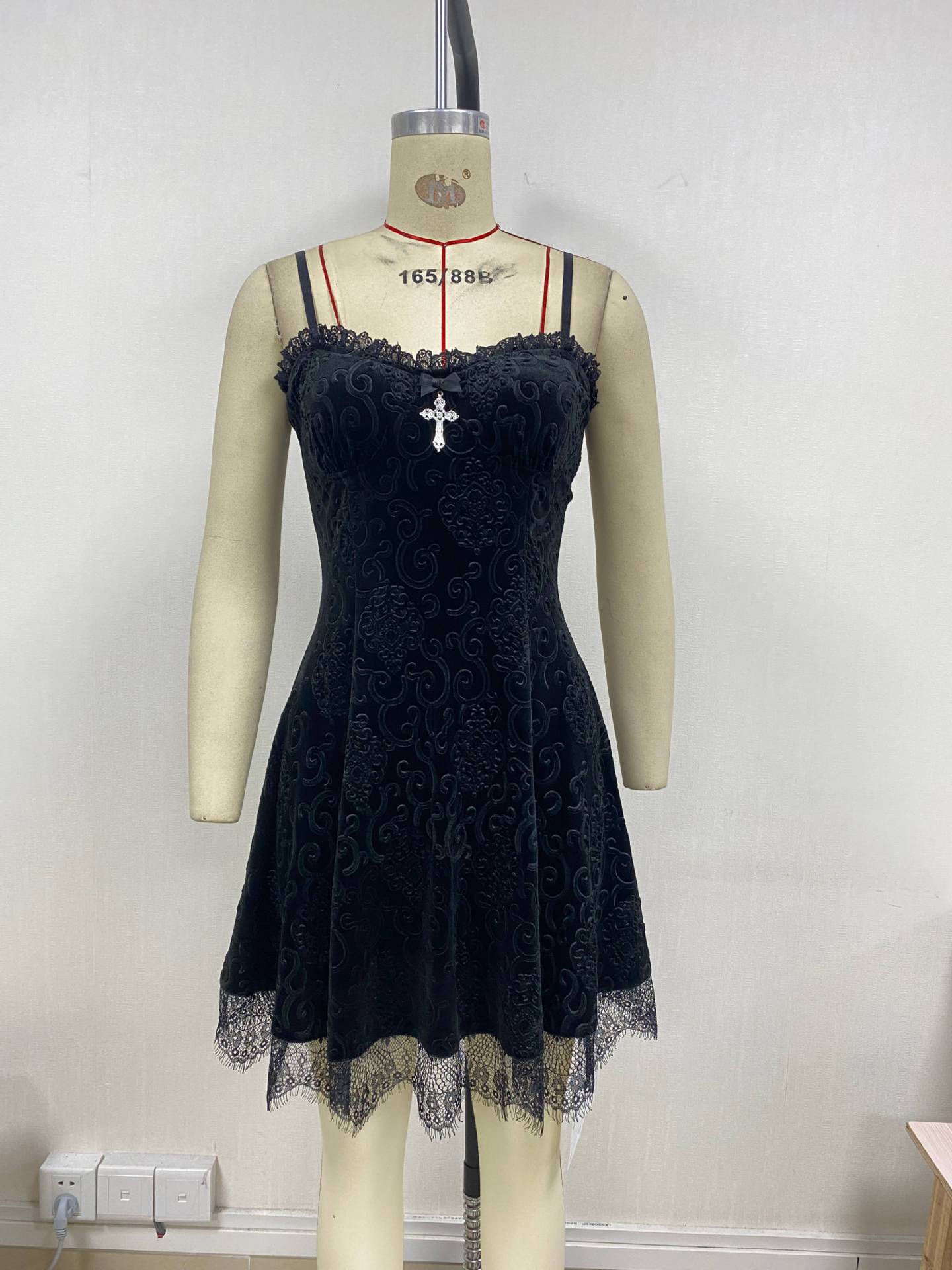 Gothic Velvet Party Dress Suspenders Sexy Punk Retro Mini Dress